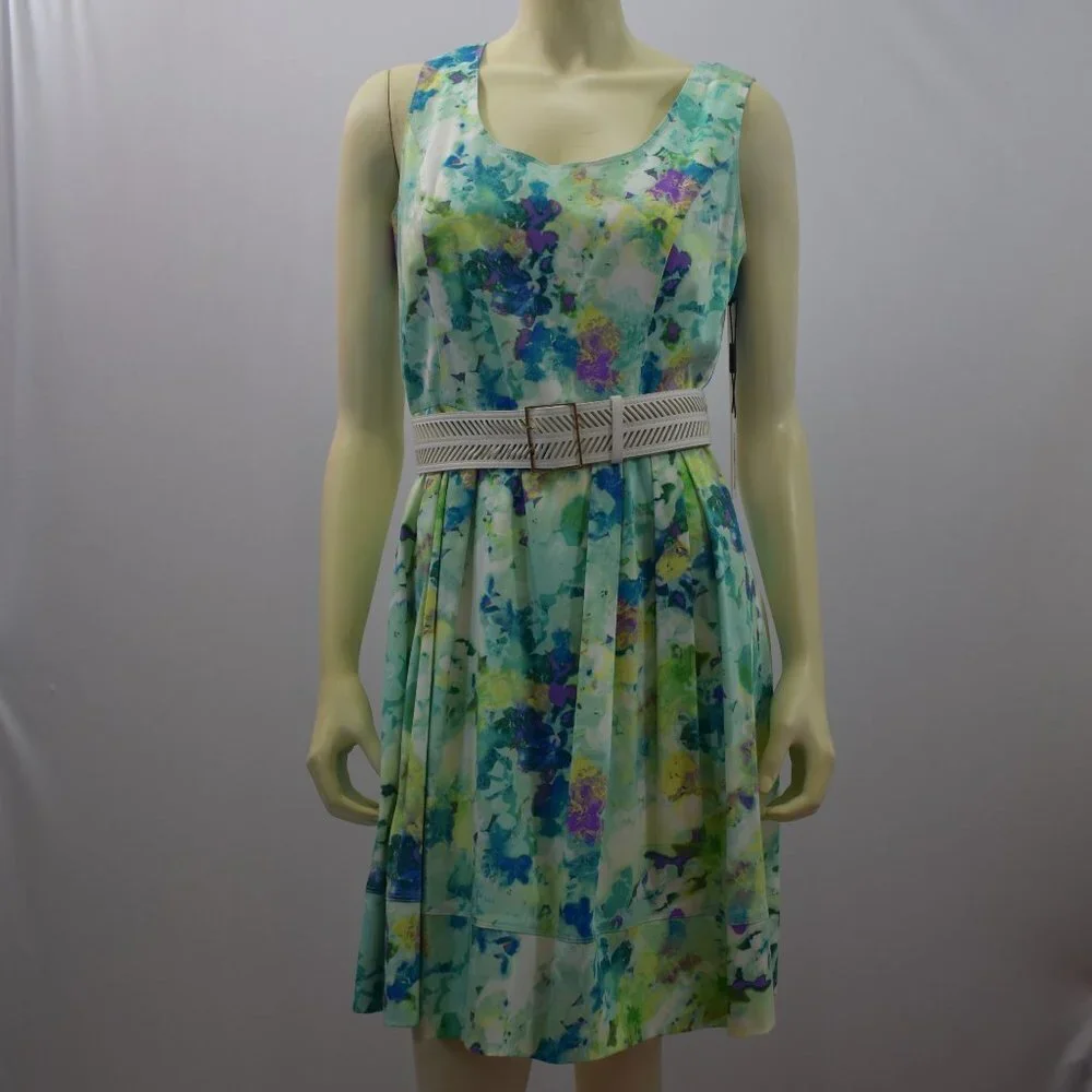 CALVIN KLEIN YELLOW‎ BELTED WOMEN'S DRESS SZ 10 NEW